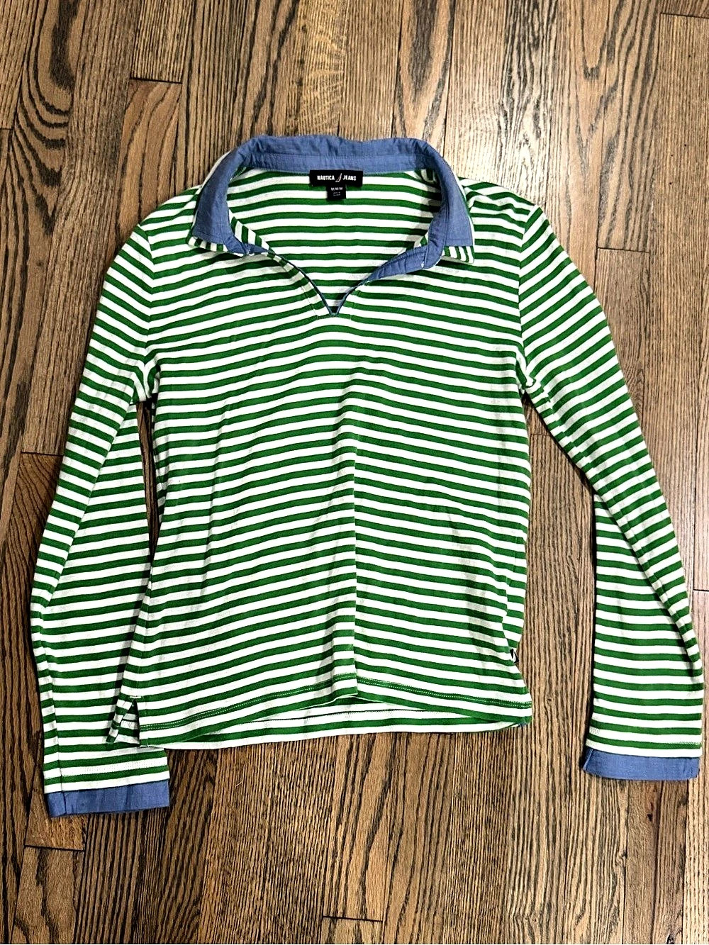 Nautica women's cotton Striped Long Sleeve Polo Size Medium